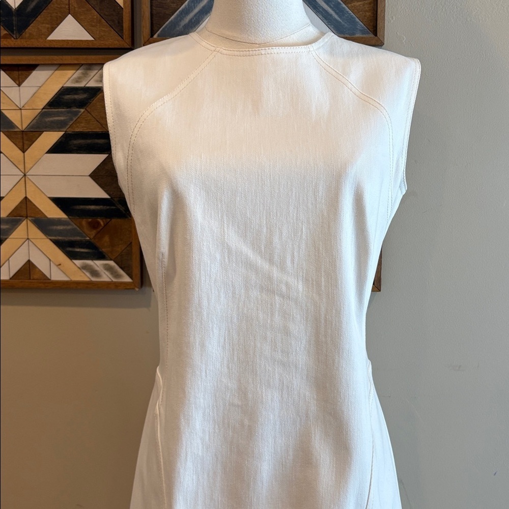 Ralph Lauren Collection Antique White Cotton Denim Sleeveless Dress sz 10 NWT - Picture 3 of 15